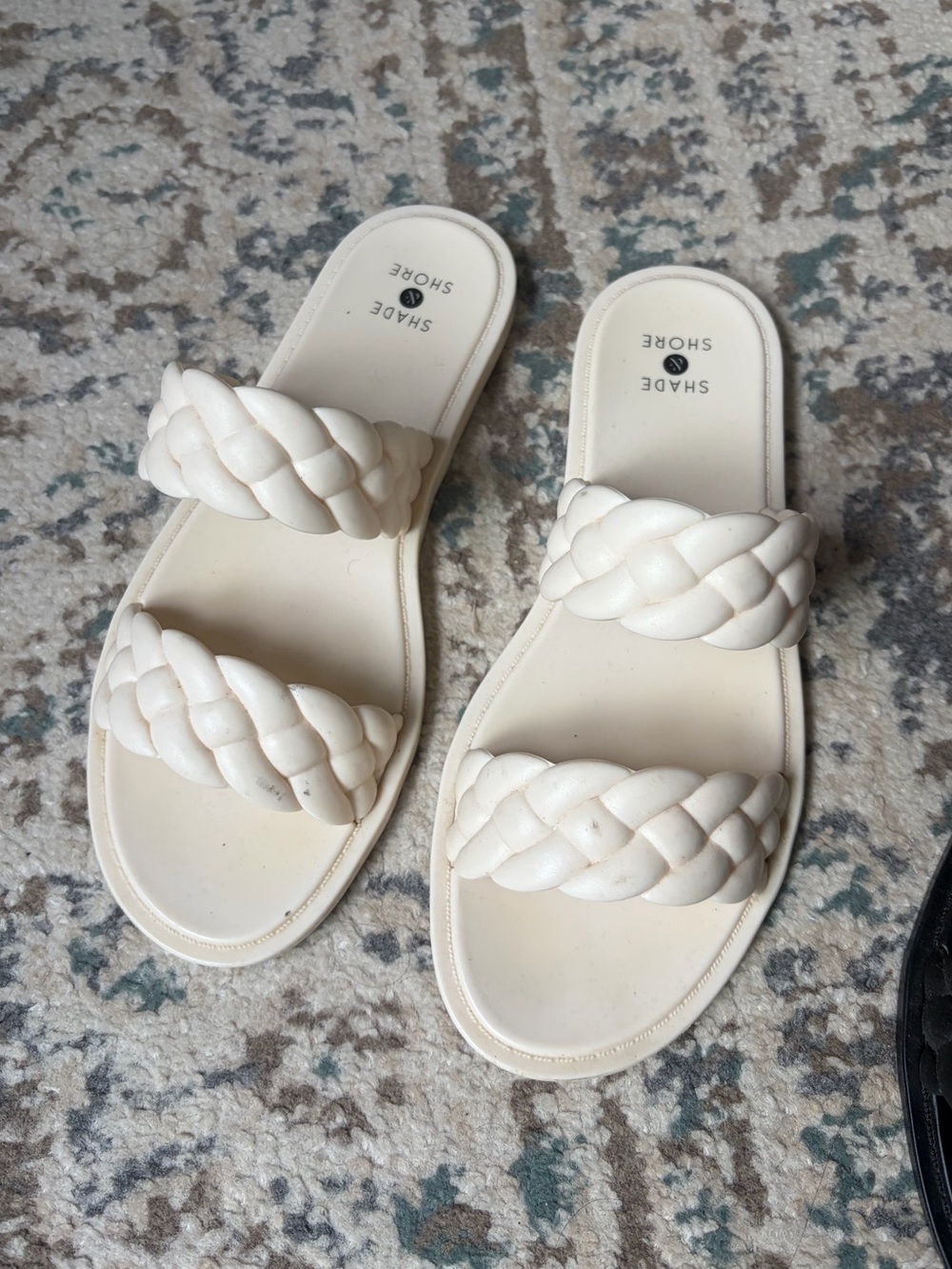 Target Shade & Shore Off-White Braided Double-Strap Slide Sandals Waterproof